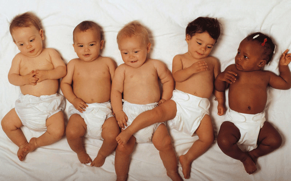 Babies in diapers awaiting donations 